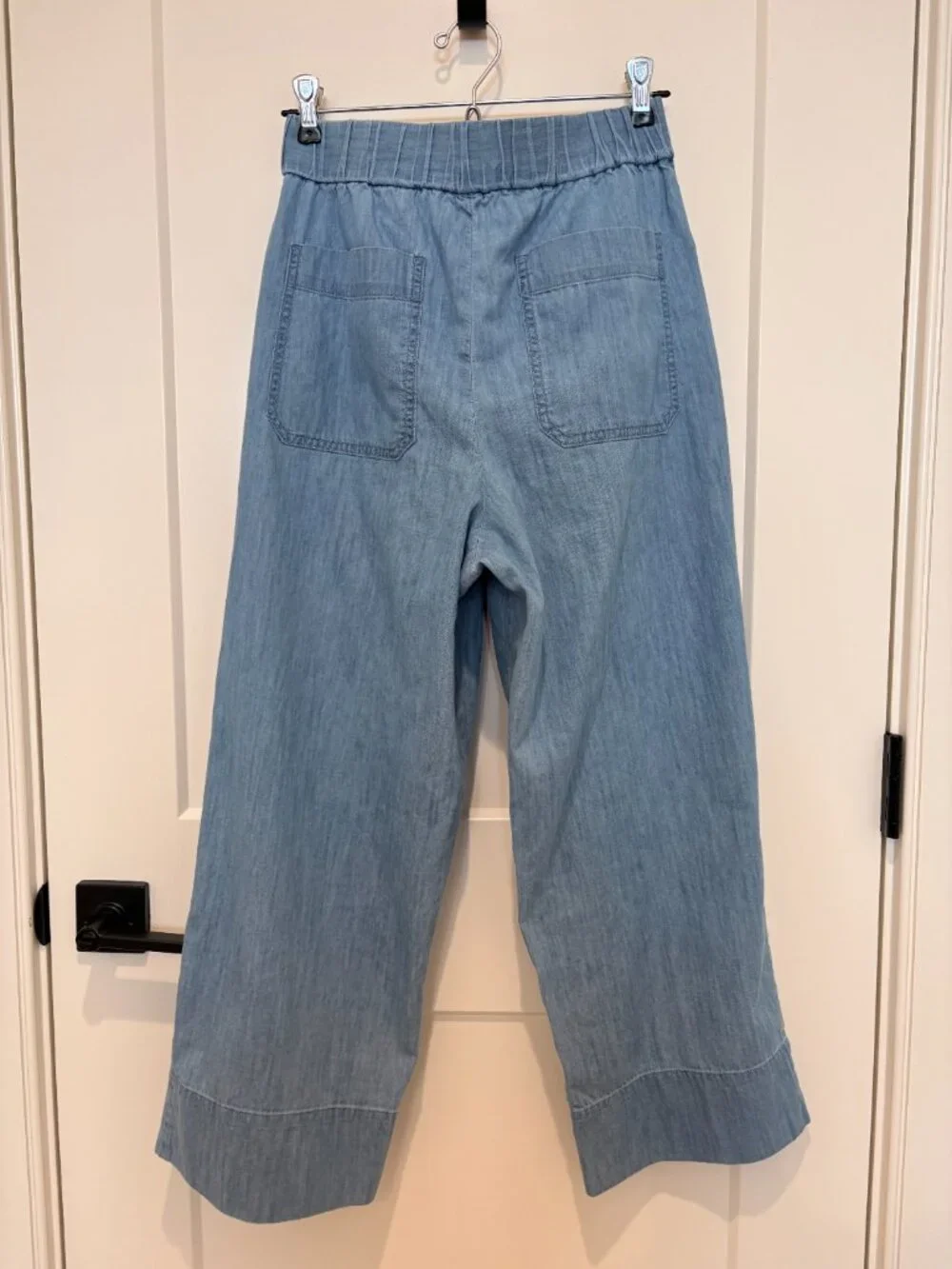 Talbots Chambray, pull-on, wide leg, cropped pants - Picture 2 of 3
